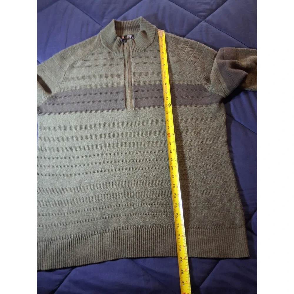 Smartwool Ripple Ridge Mens XL Wool Blend Quarter Zip Pullover Sweater Stripe